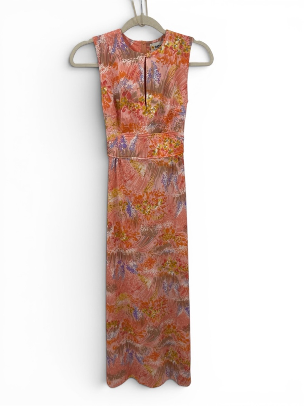 Vintage Two Potato sleeveless coral floral maxi dress